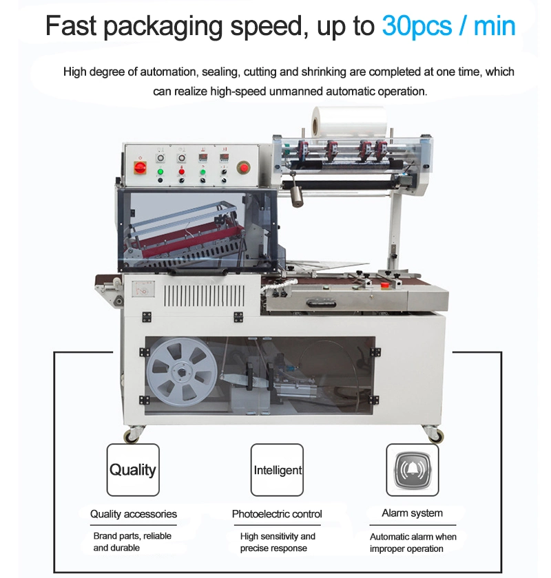 Automatic POF Film Shrink Sealing and Heat Tunnel Wrapping Machine with High Speed